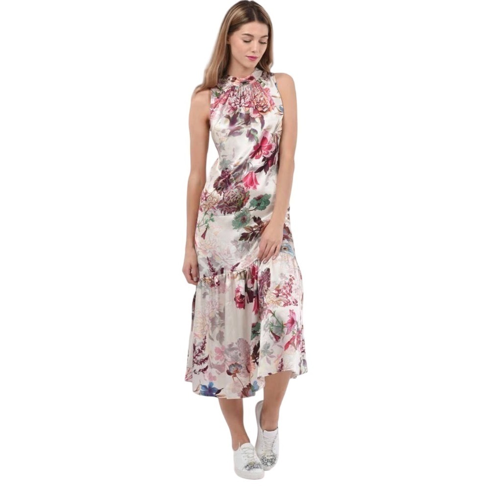 Closet London Dress Maxi Sleeveless Floral A Line Tiered Skirt Size 8 NWT